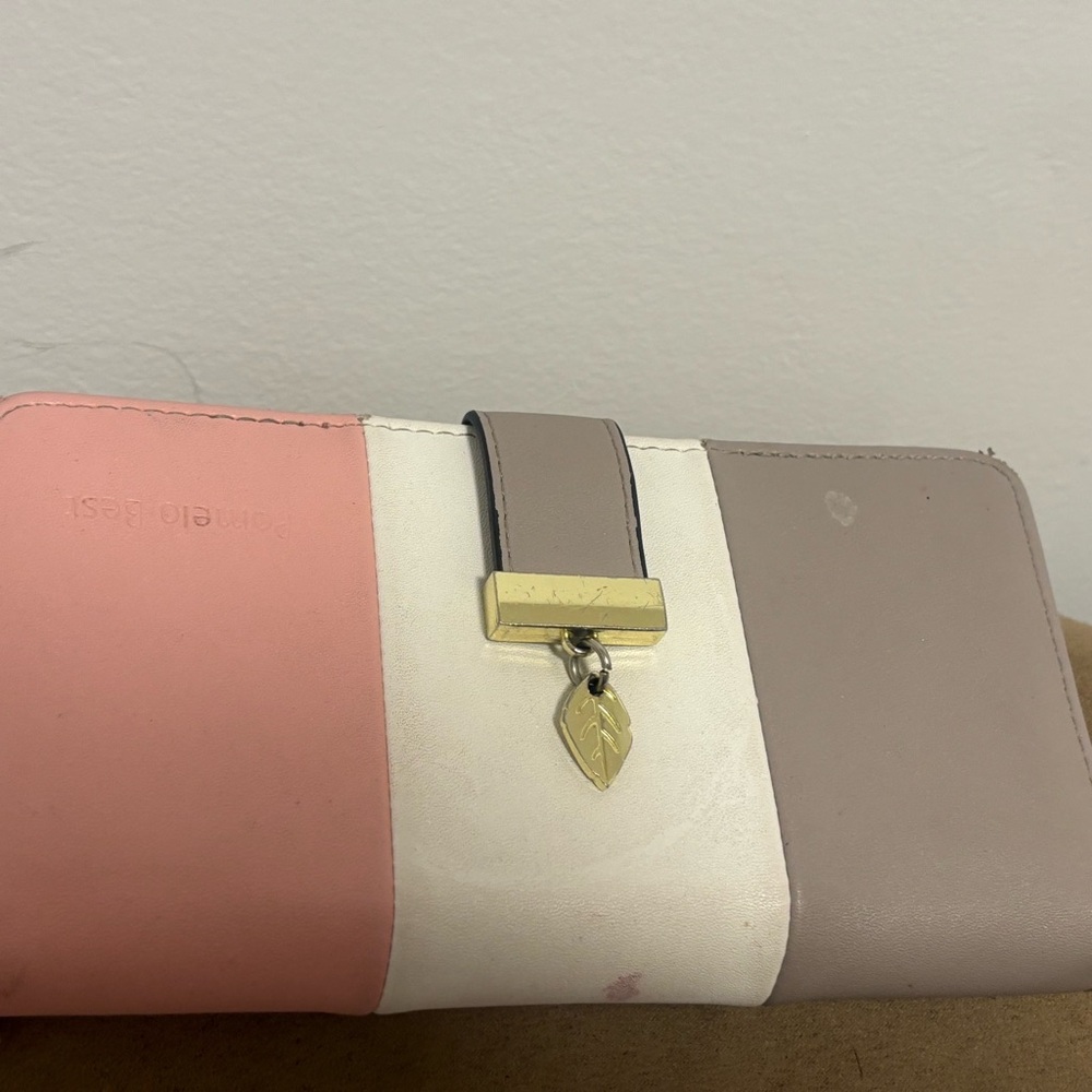 Pink, White, and Tan Women's Wallet